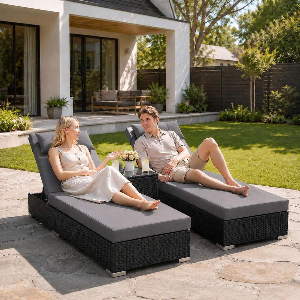 Gray 2‑Pack Outdoor Chaise Lounge Set