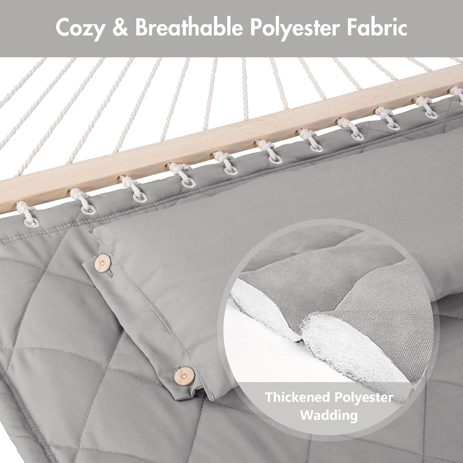 Light Gray Spreader‑Bar Patio Hammock