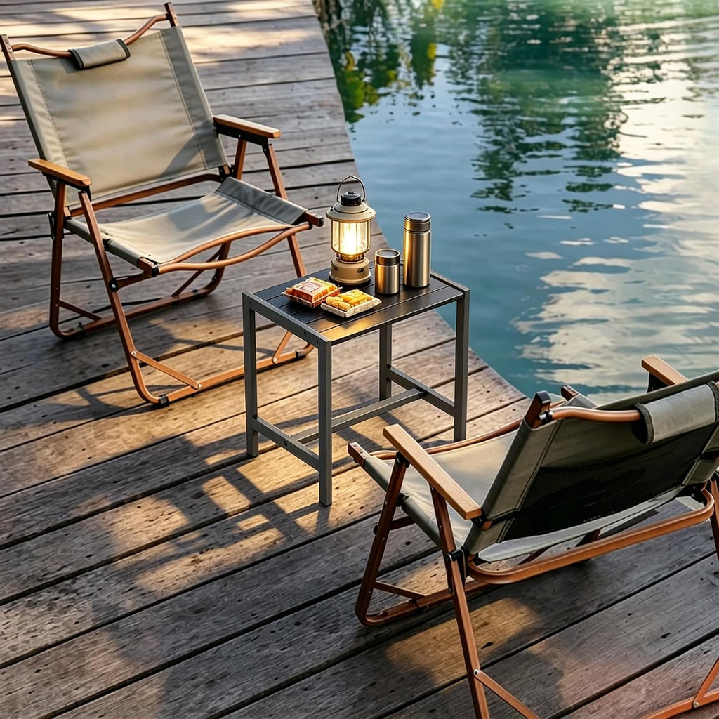 Black Metal Square Outdoor Side Table