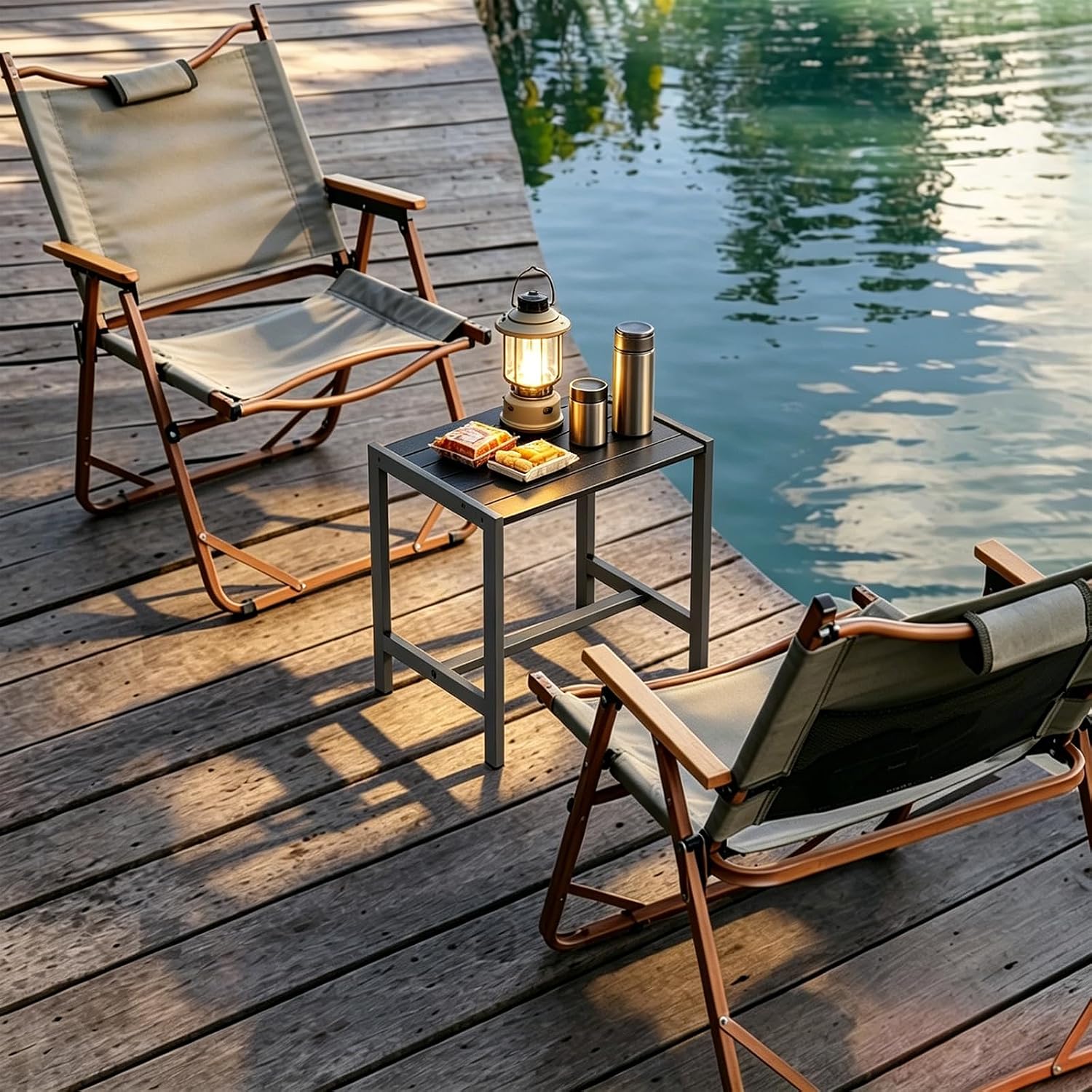 Black Metal Square Outdoor Side Table