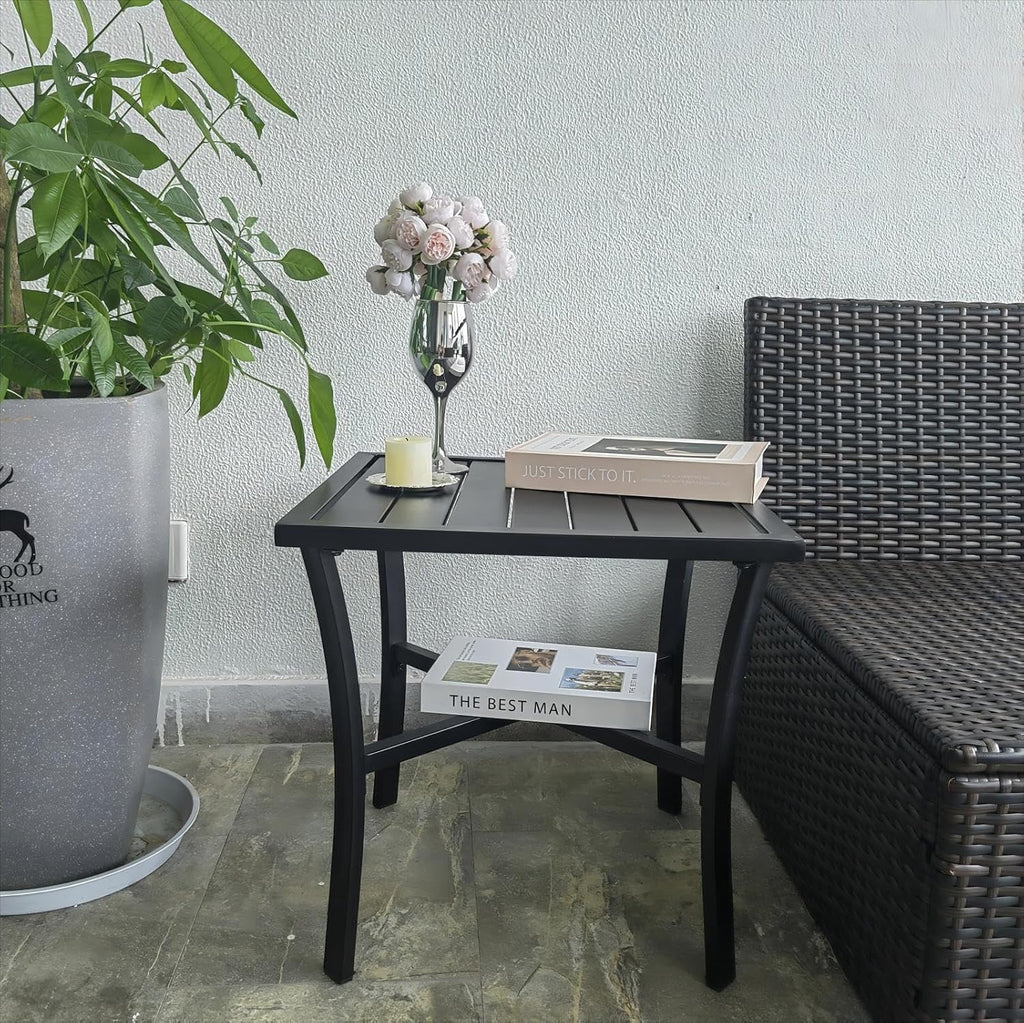 Black Steel Indoor‑Outdoor Side Table