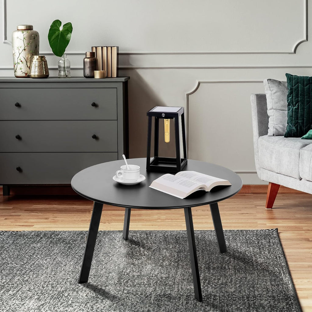 Black Round Metal Indoor‑Outdoor Side Table