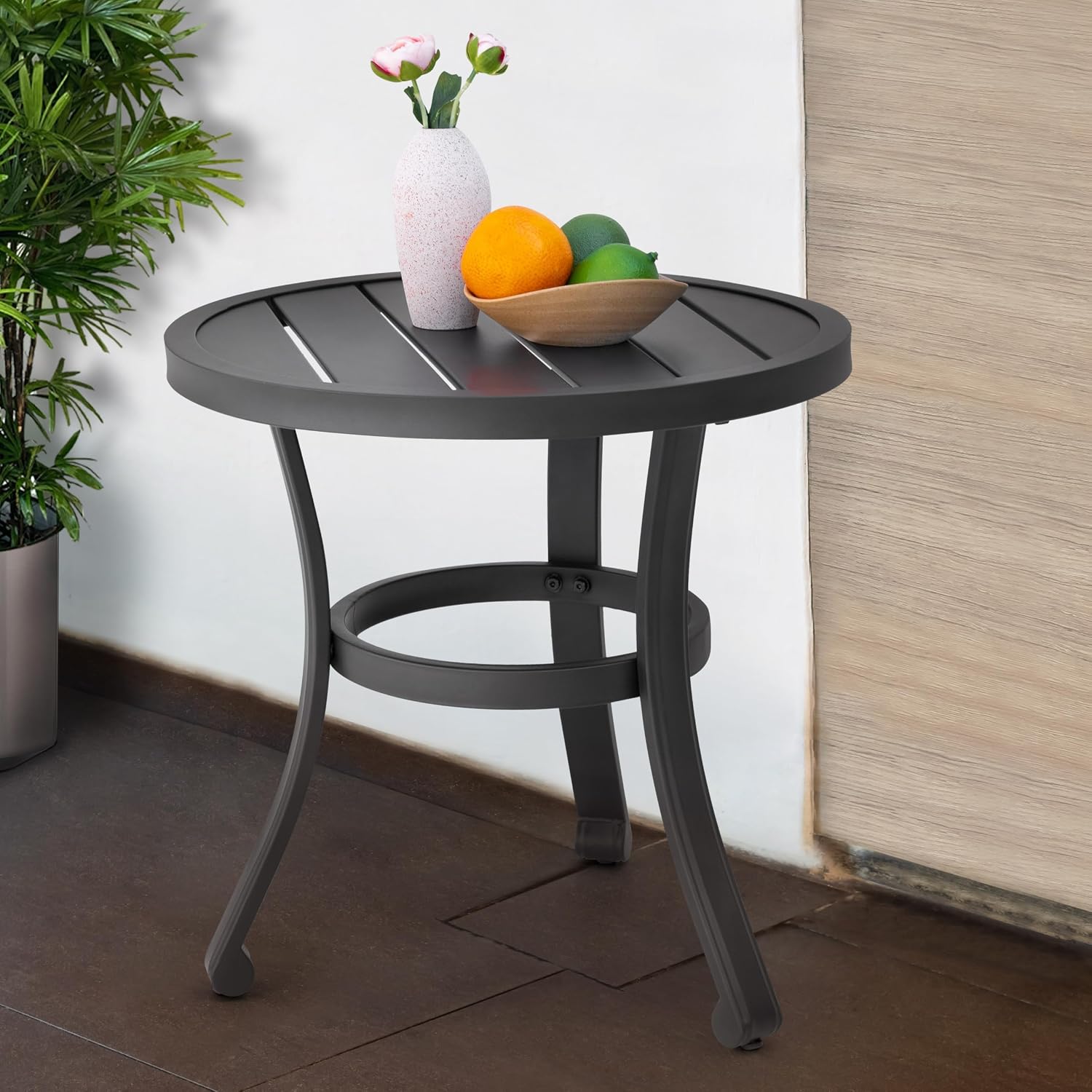 Black Metal Indoor‑Outdoor Side Table
