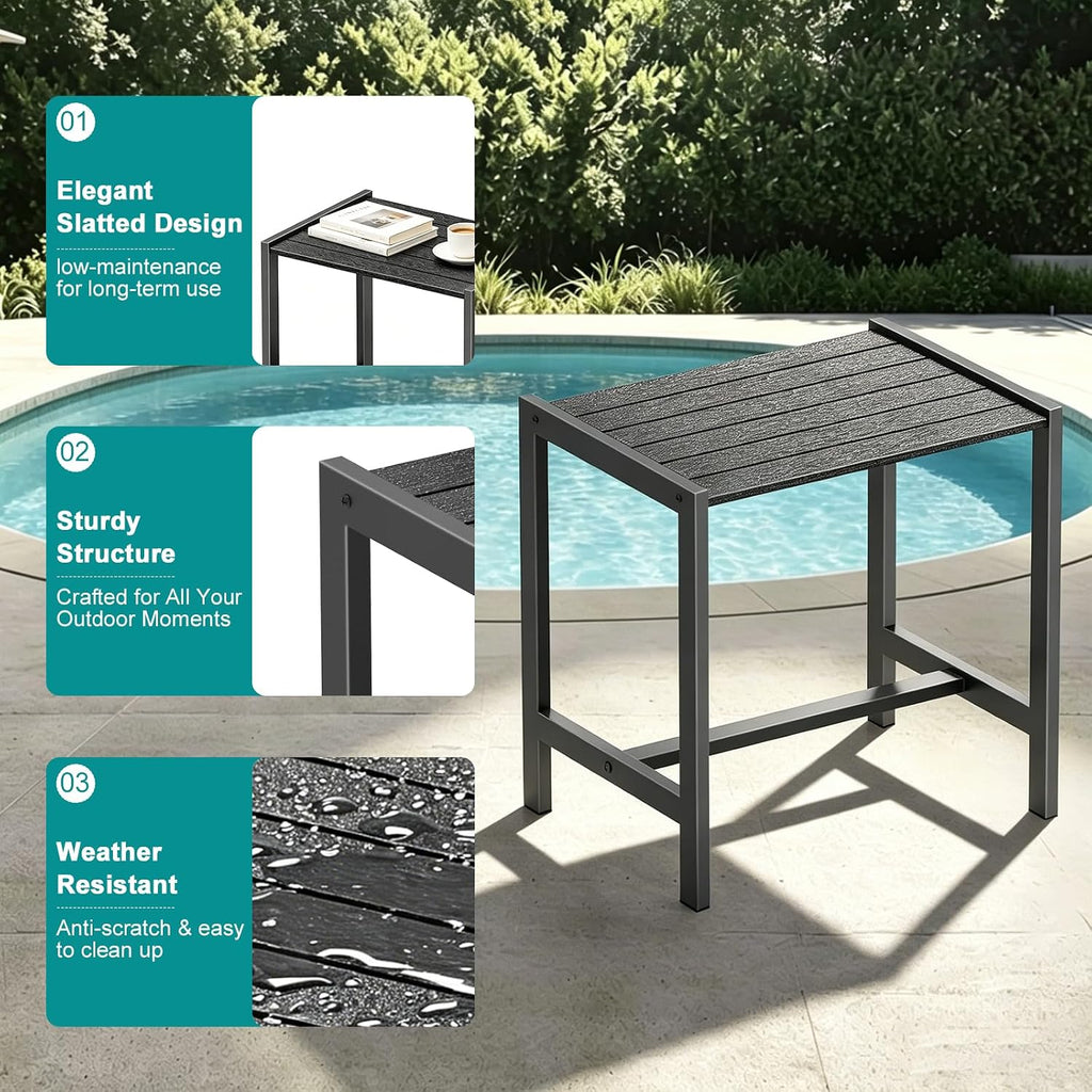 Black Metal Square Outdoor Side Table
