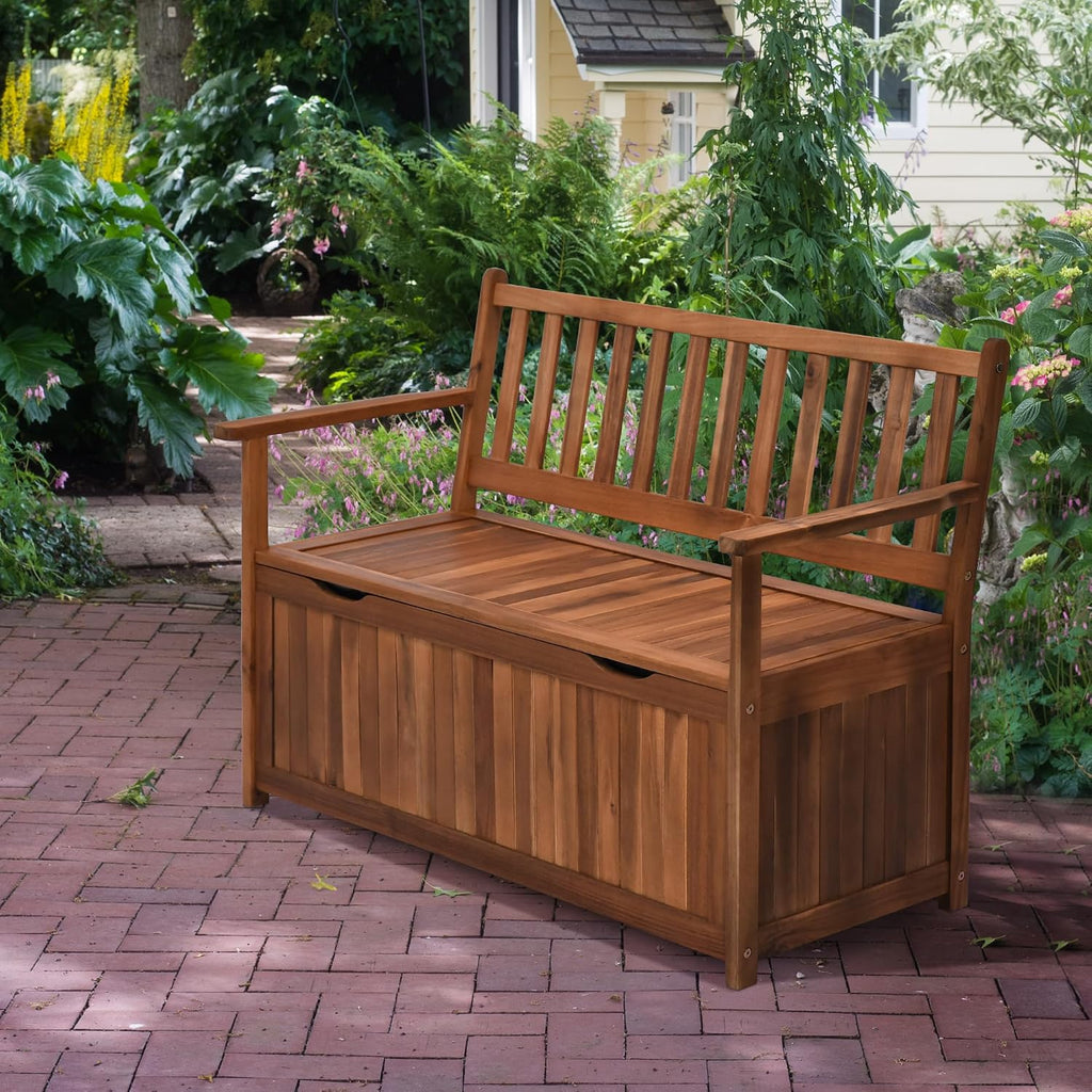 Teak Wooden Outdoor Storage Bench