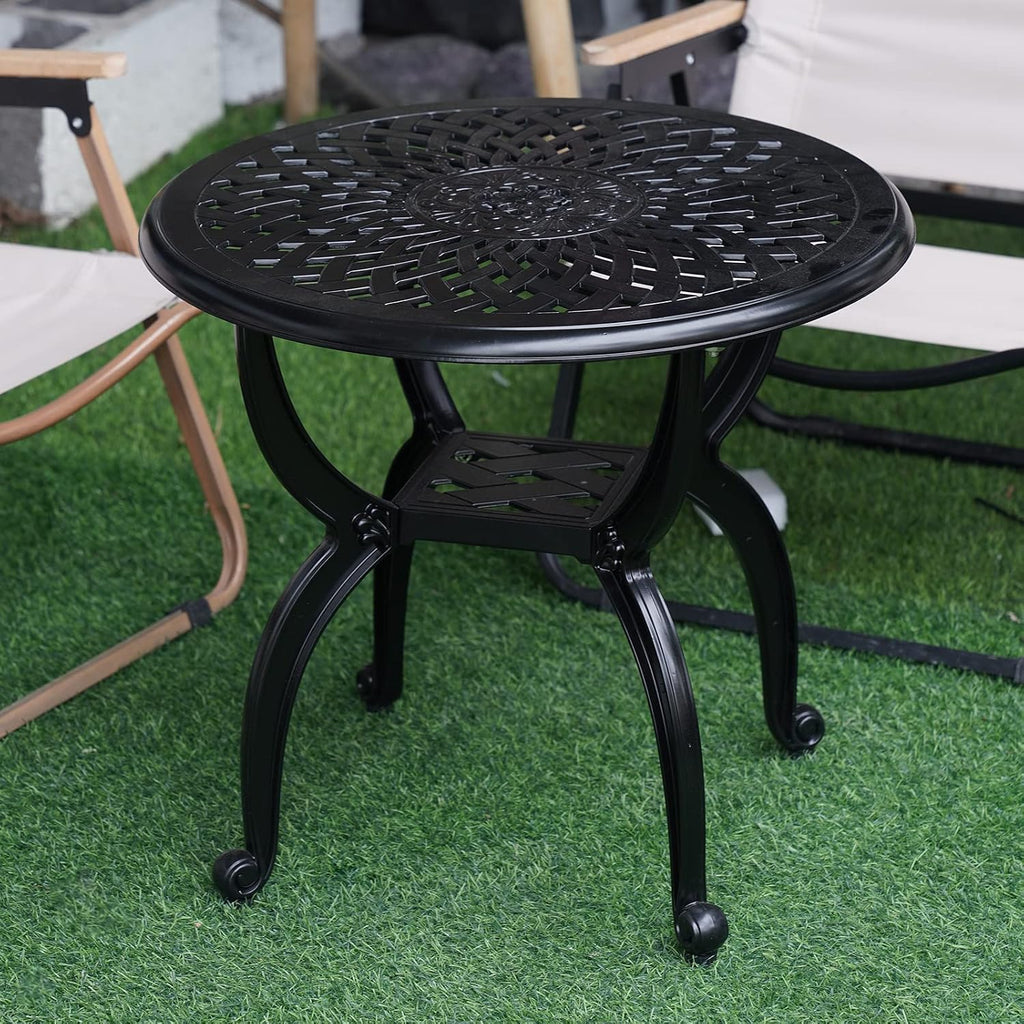 Black Round Cast‑Aluminum Side Table