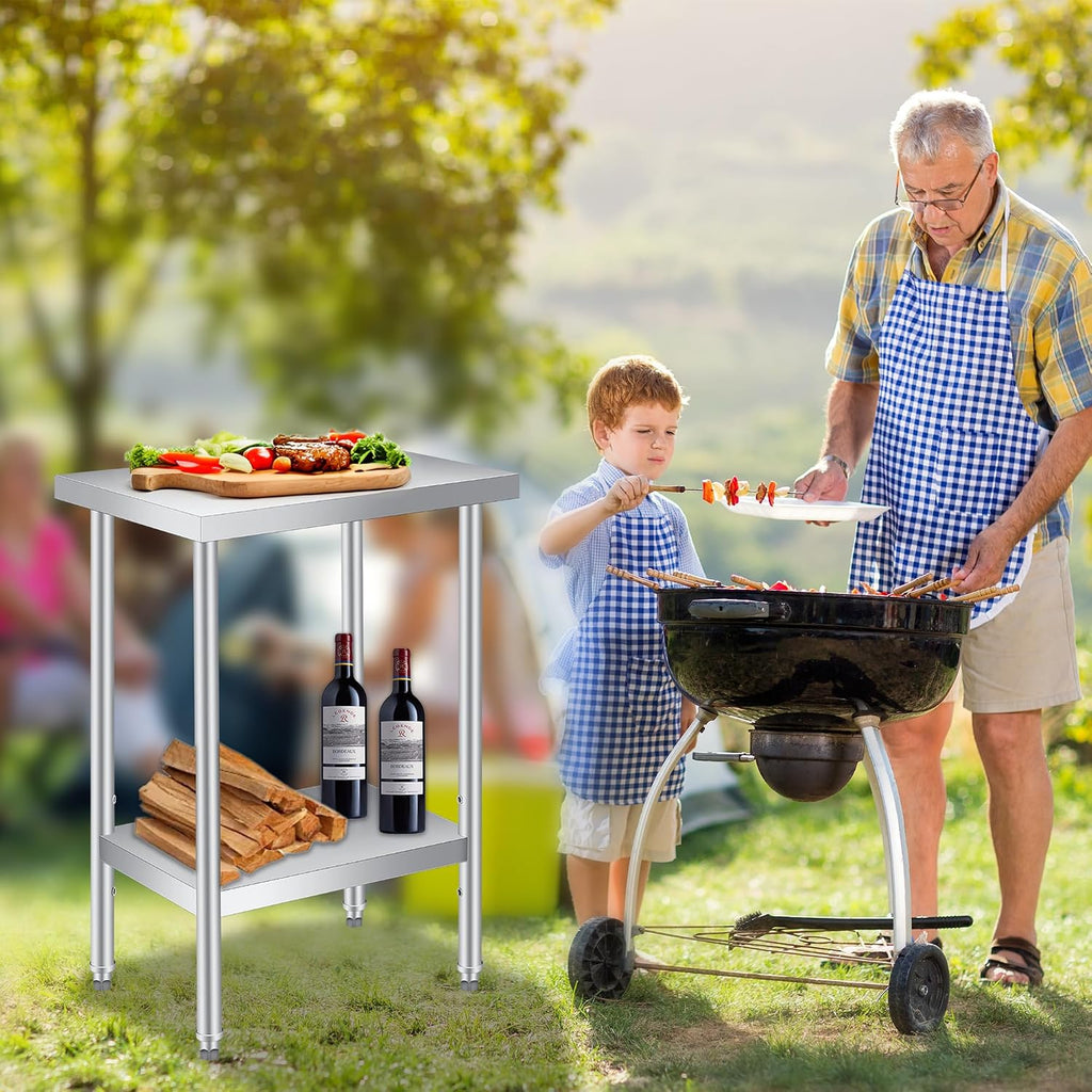 Stainless‑Steel Double‑Layer Patio Side Table