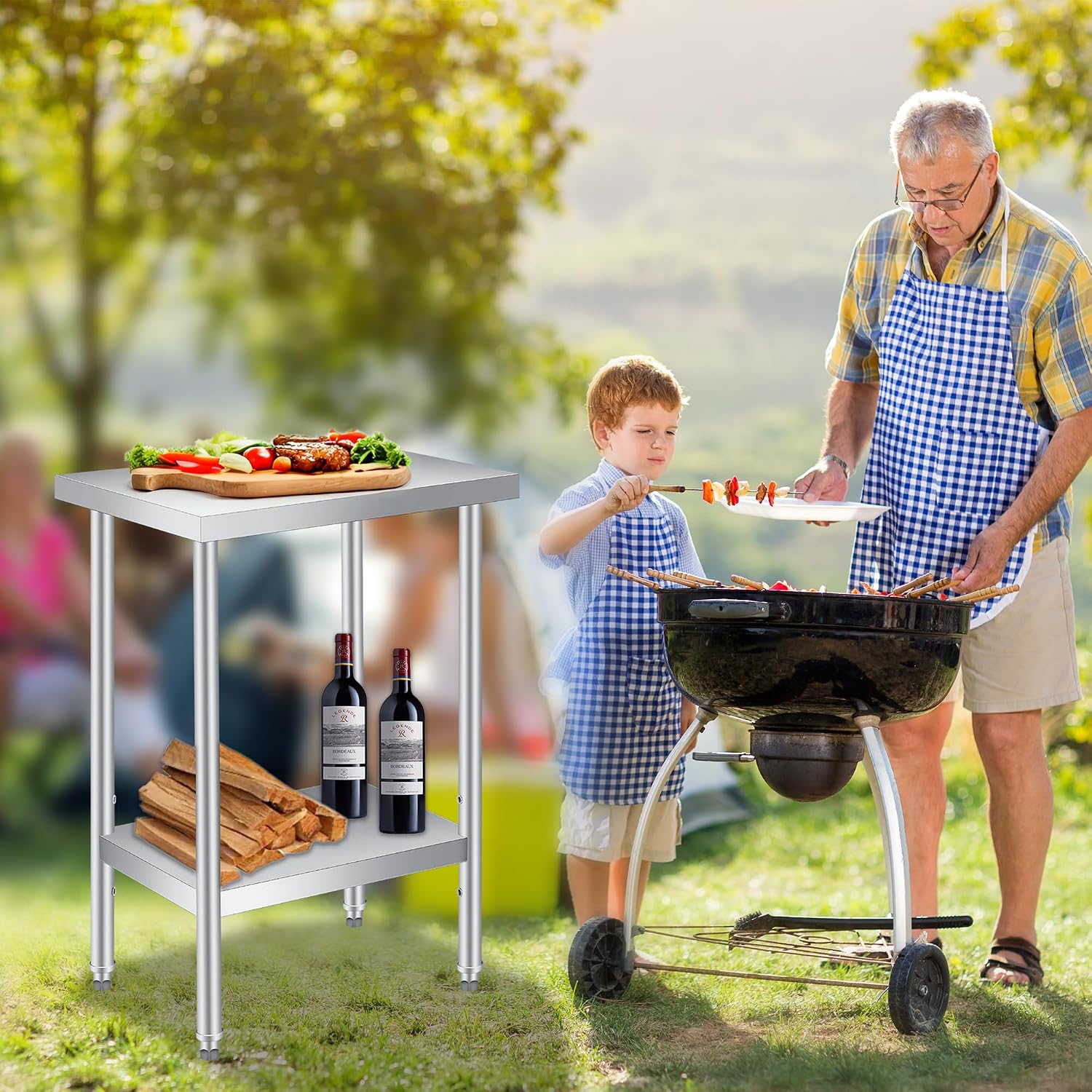 Stainless‑Steel Double‑Layer Patio Side Table