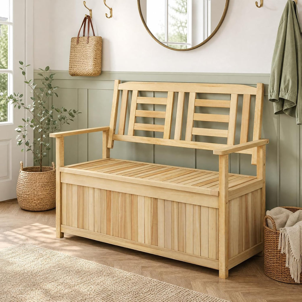 Wood Outdoor Storage Bench Deck Box