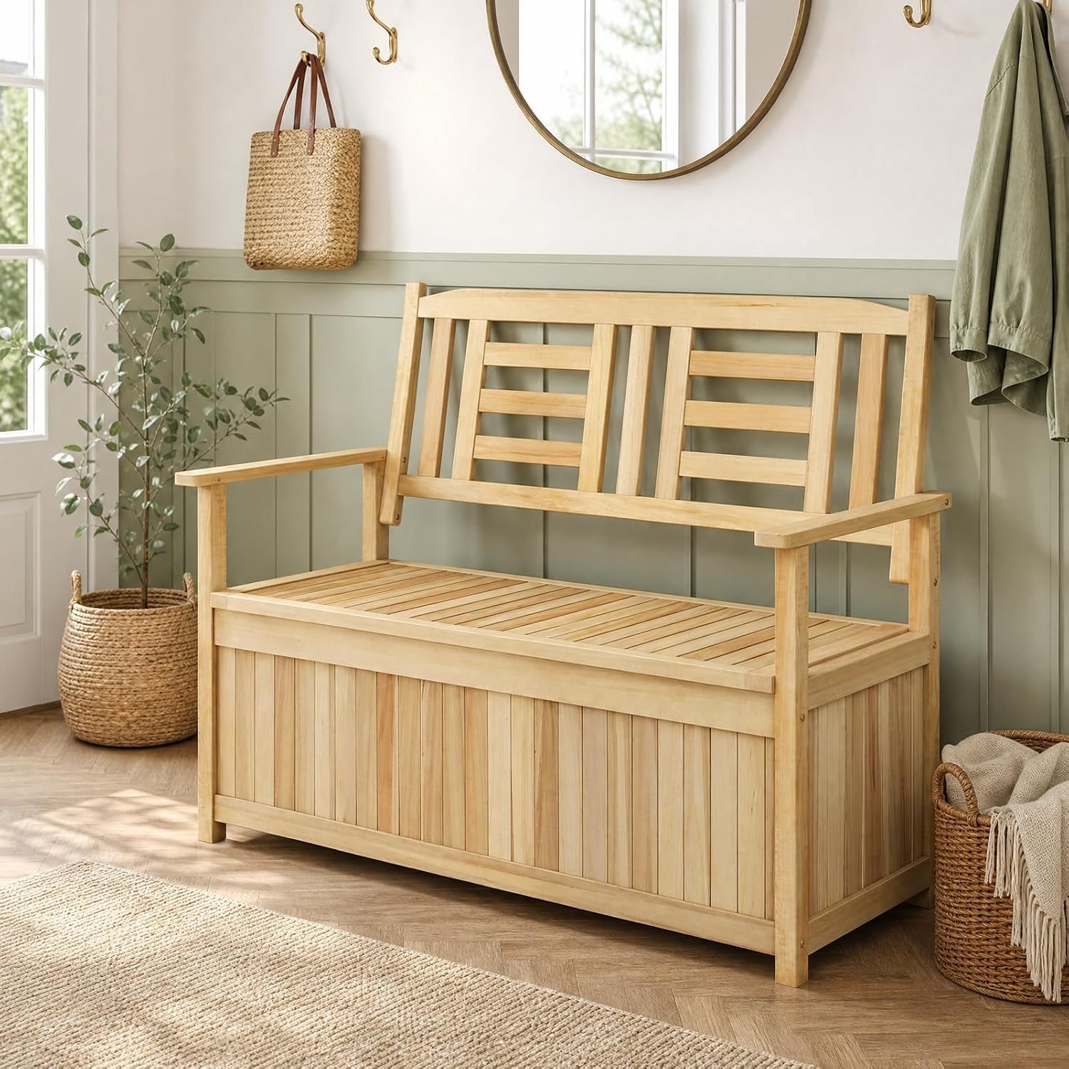 Wood Outdoor Storage Bench Deck Box
