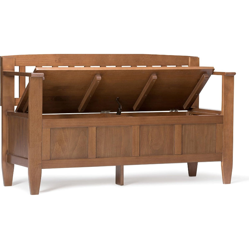 Saddle‑Brown Solid Wood Storage Bench