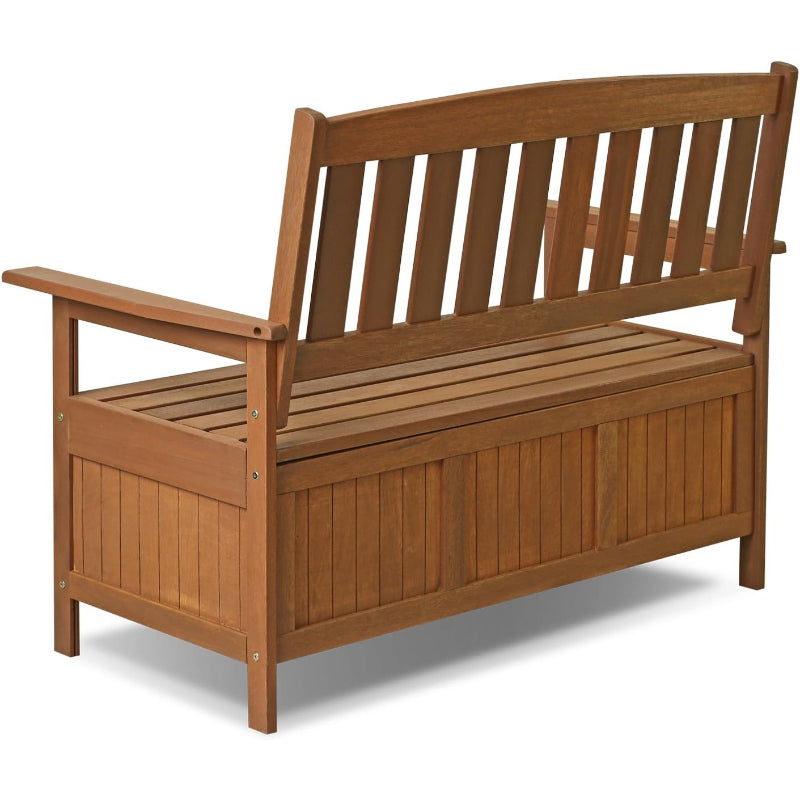 Natural Teak Wood Outdoor Storage Bench