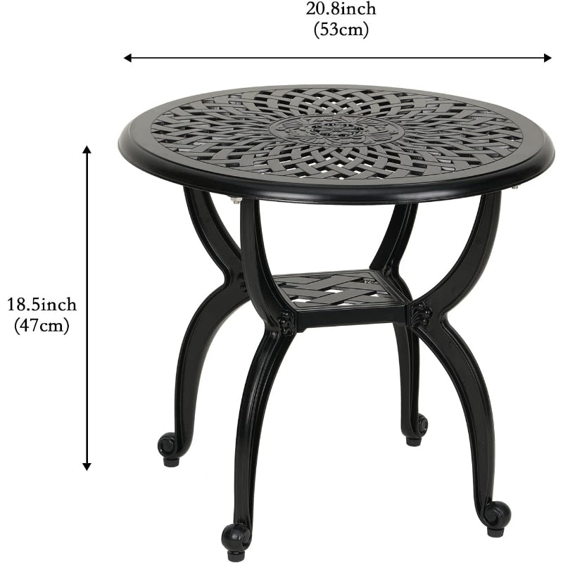 Black Round Cast‑Aluminum Side Table
