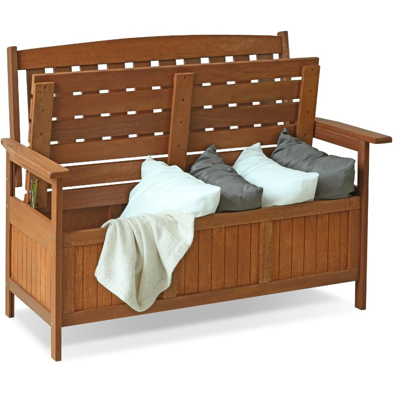 Natural Teak Wood Outdoor Storage Bench