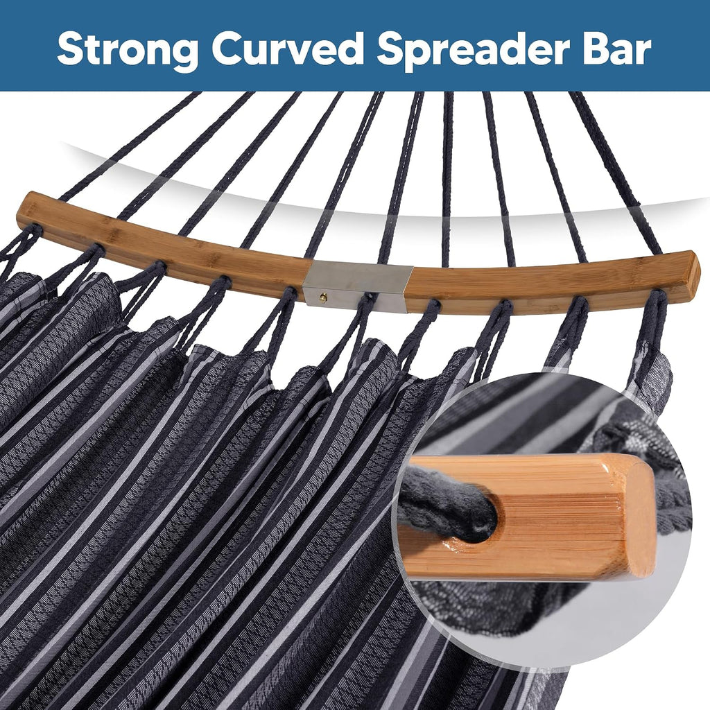 Dark Gray Curved Spreader‑Bar Double Hammock
