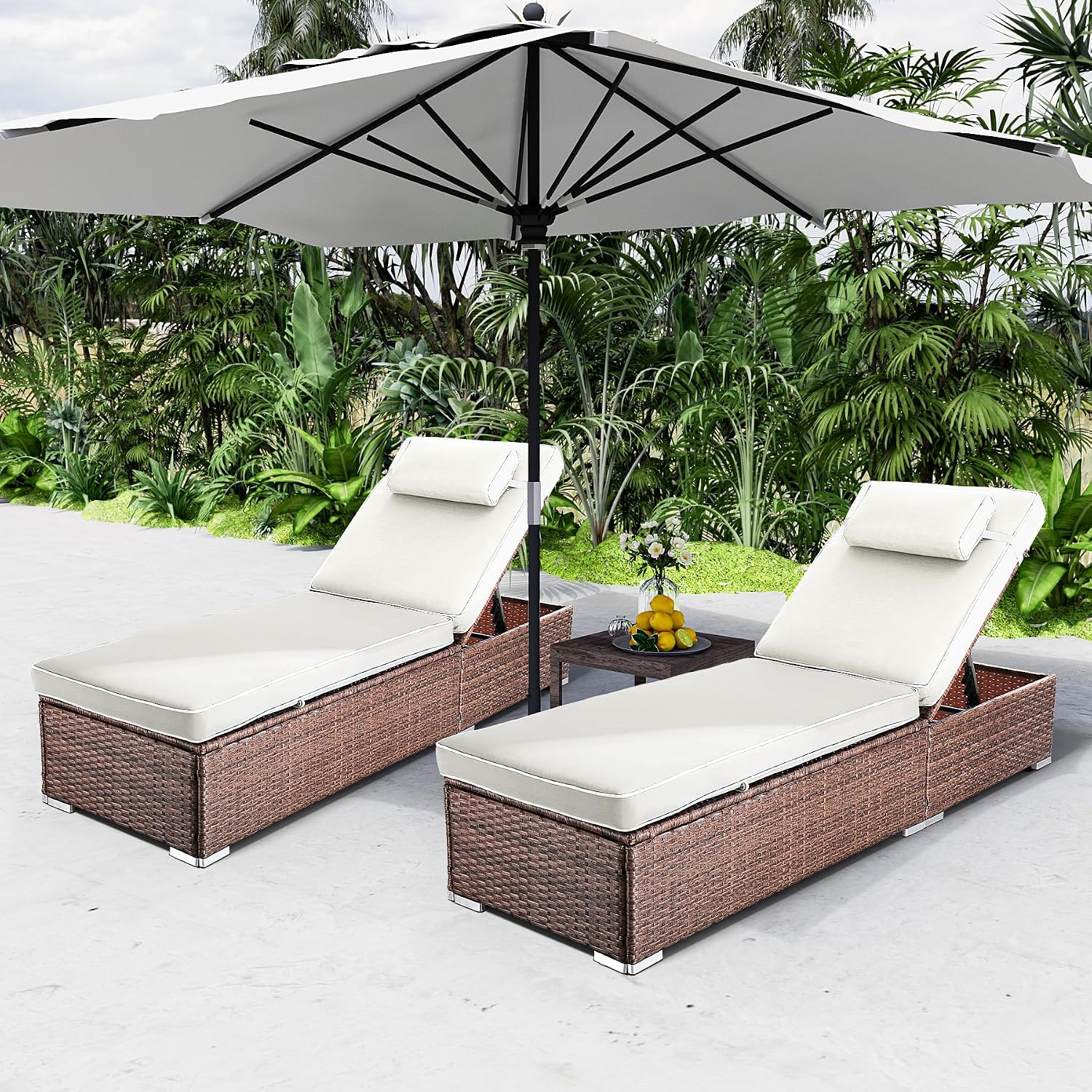 White 2‑Pack Pool Chaise Lounge Set