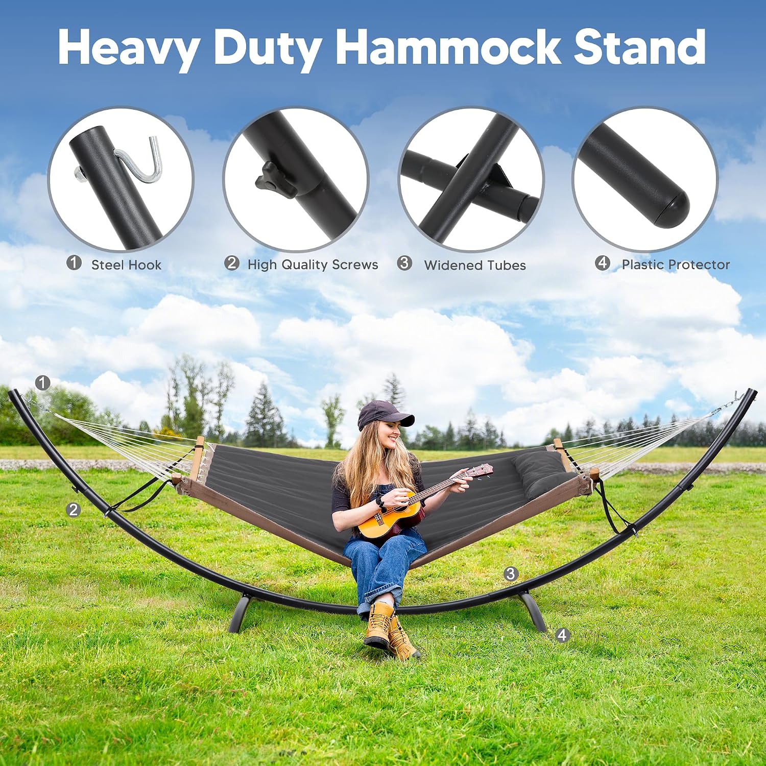 Dark Gray Standing Patio Hammock