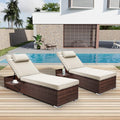 Dark‑Beige‑Brown 2‑Pack PE‑Rattan Chaise Lounge Set