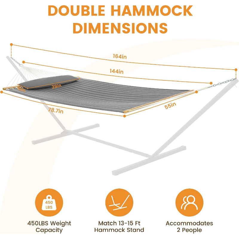 Quilted Double Hammock with Pillow