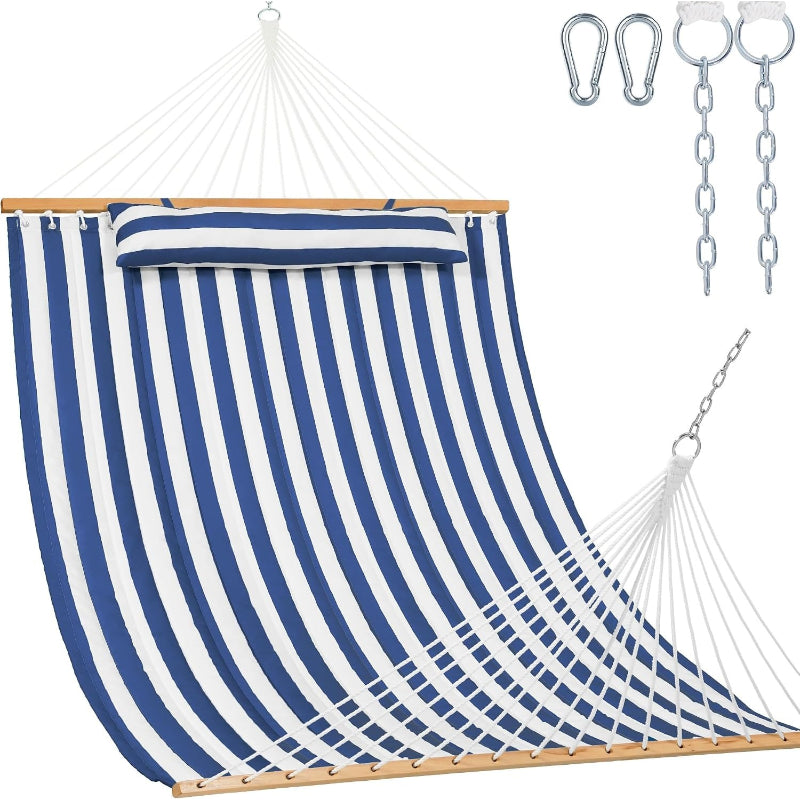 Blue‑White Quilted Double Hammock