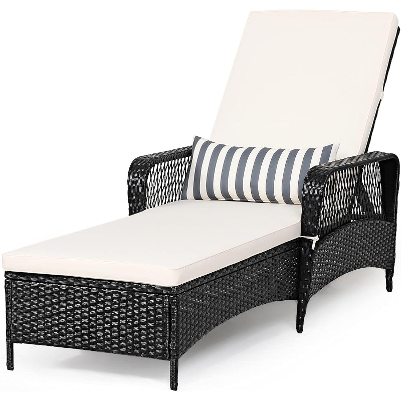 Wicker Outdoor Chaise Lounge Recliner