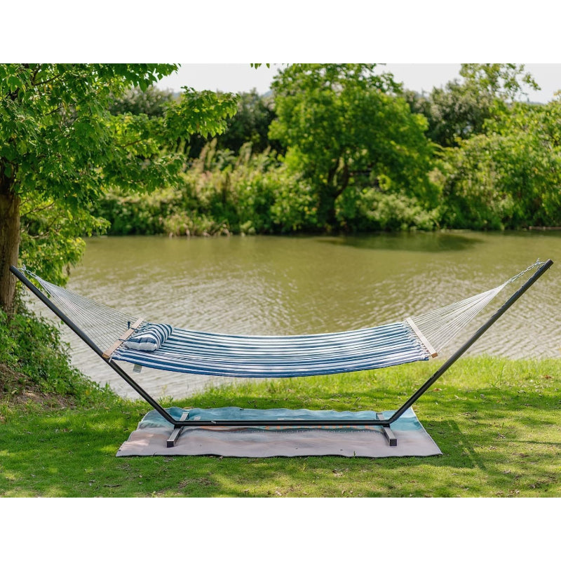 Blue‑White Quilted Double Hammock