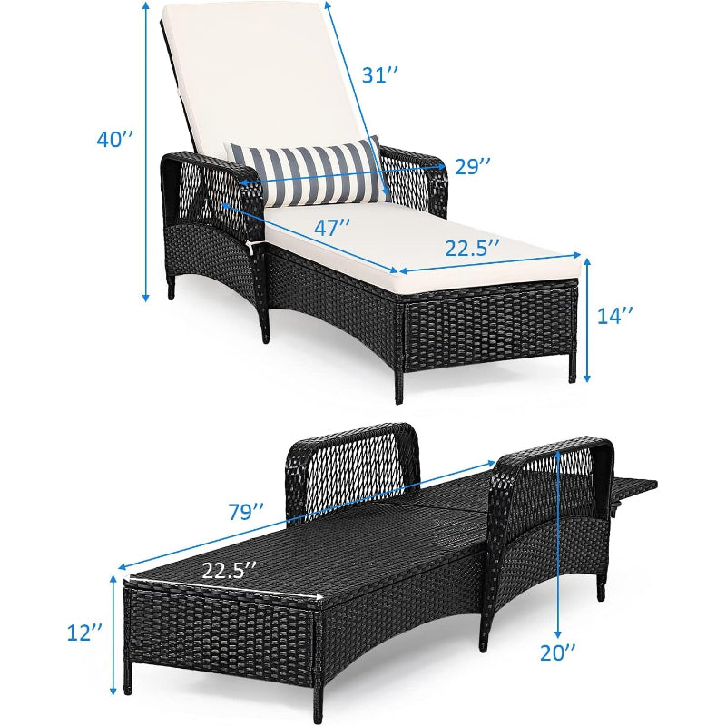 Wicker Outdoor Chaise Lounge Recliner