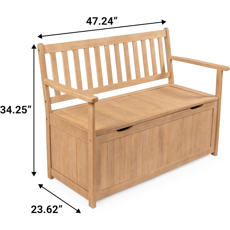 Light‑Teak Farmhouse Acacia Storage Bench