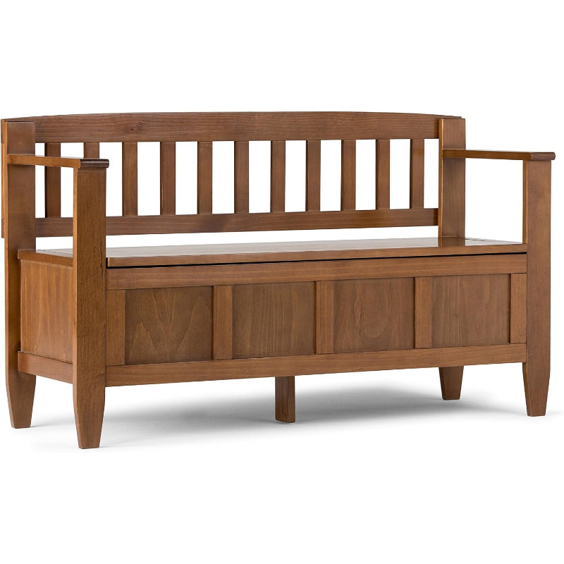 Saddle‑Brown Solid Wood Storage Bench
